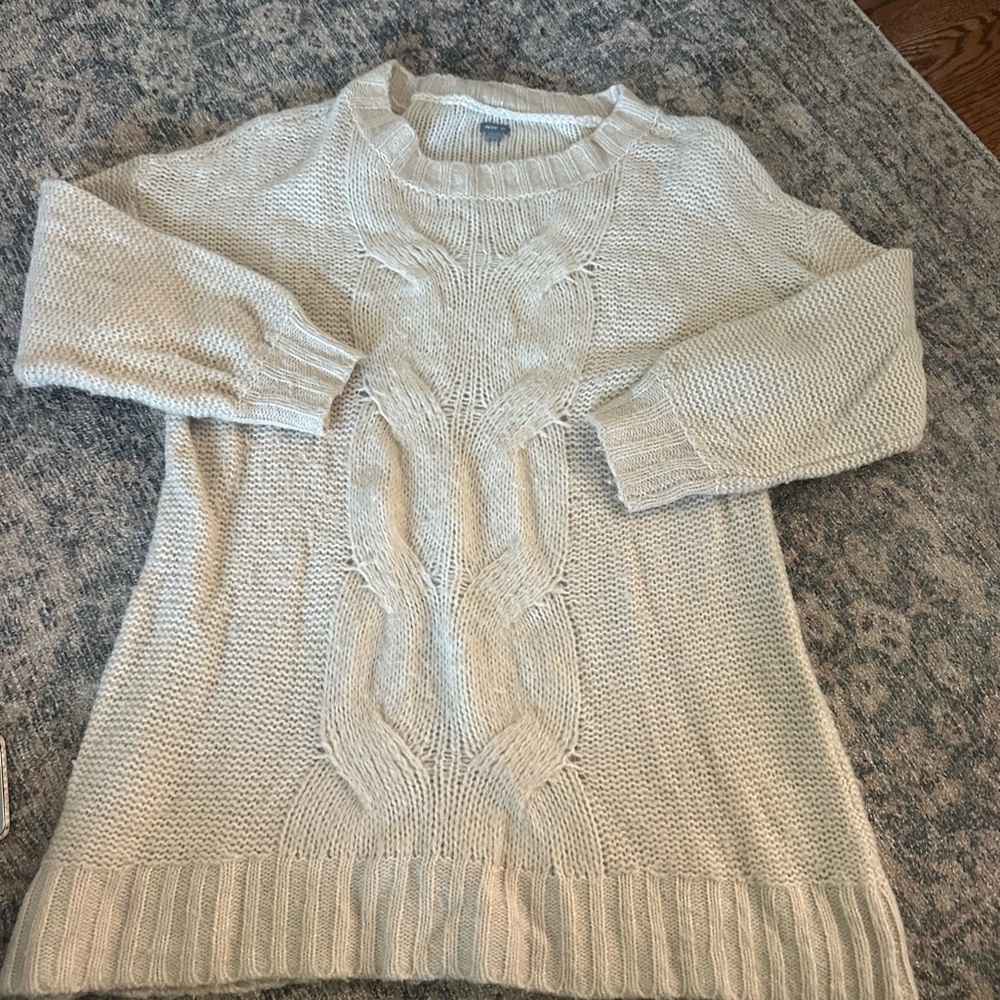 aerie Cream Cable Crewneck Sweater